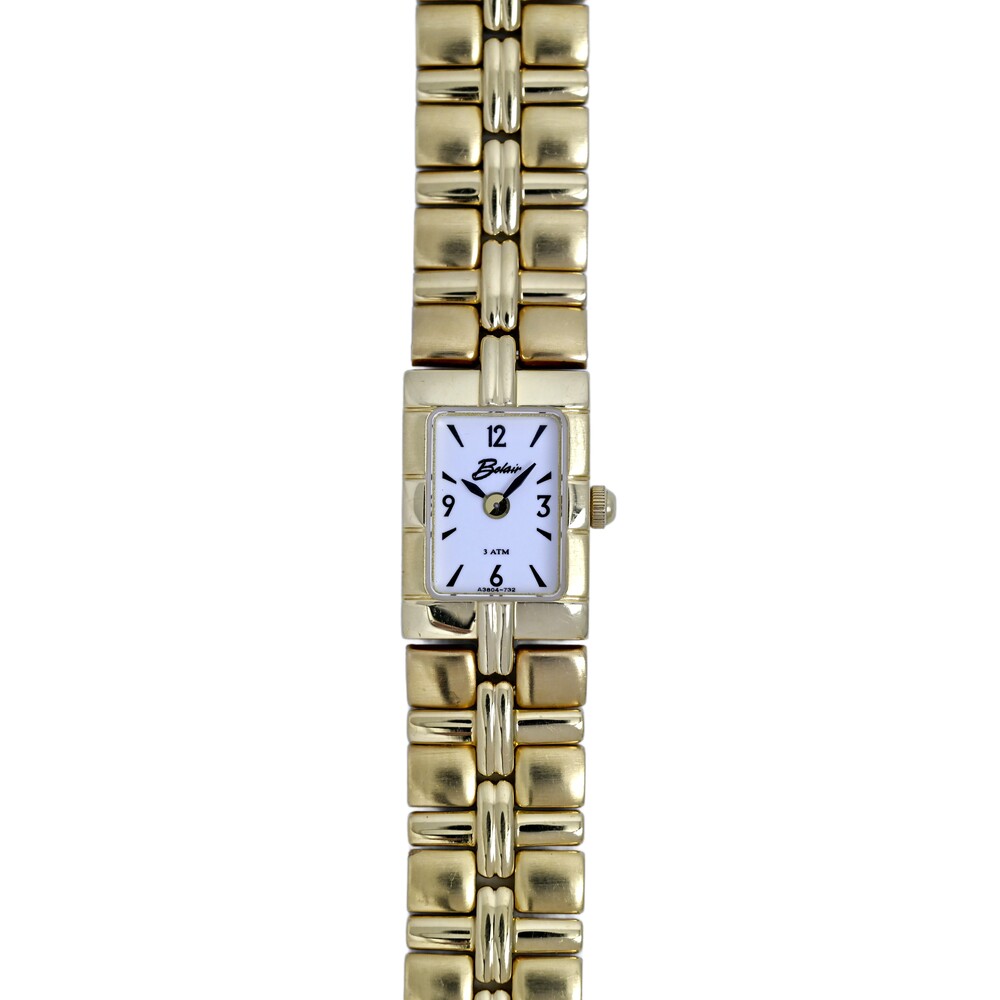 Belair Ladies Petite Tank Gold Plated Swiss Quartz Wrist Watch White Dial